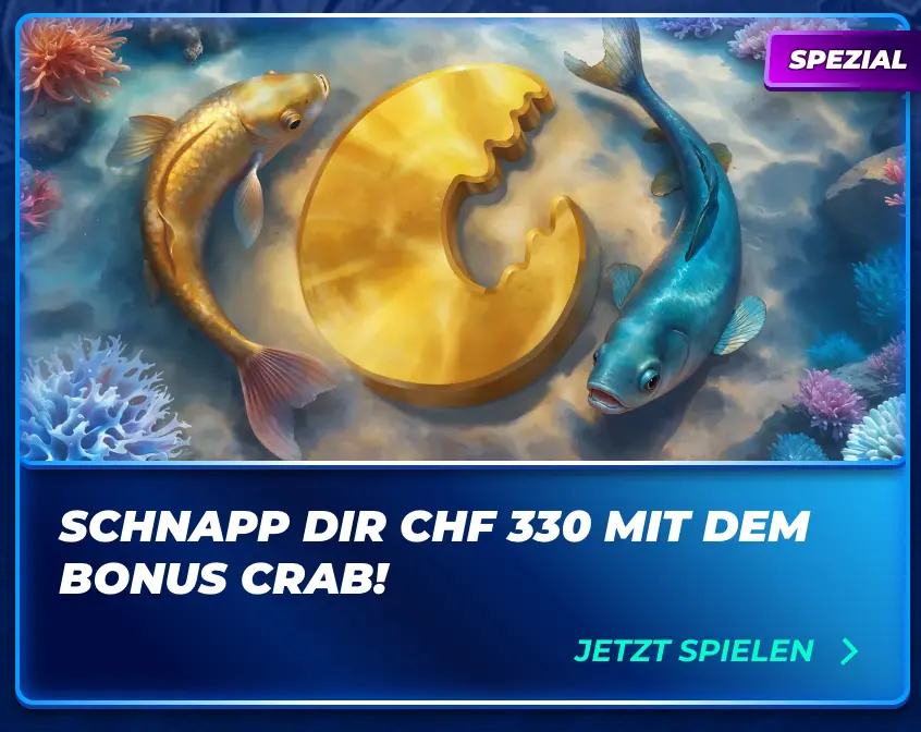 Unterwasser-Szene mit Goldmünze und Fischen – Bonus Crab CHF 330