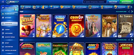 BassBet Casino Lobby – Übersicht der Top- und neuen Spiele
